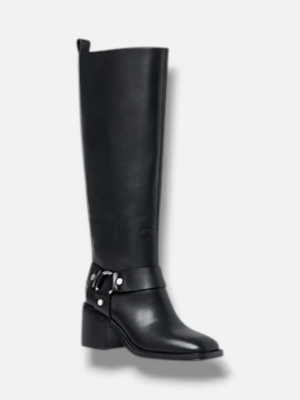 Loeffler Randall Women's Black Audrey Square Toe Block Heel Tall Boots Size 6.5B